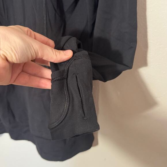 Women's Size 8 Lululemon Think Fast 1/4 Zip Jacket Black Striped Collar Rulu - Picture 8 of 8